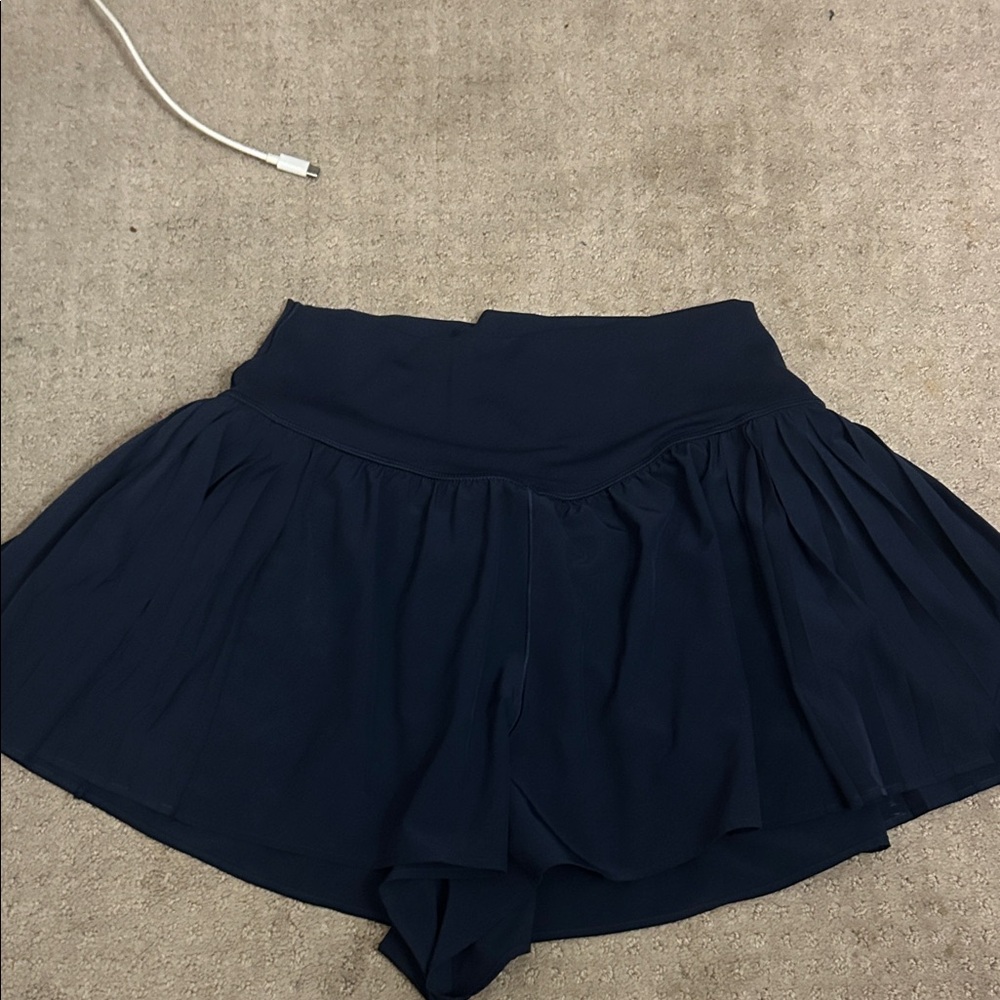 Women's Navy Shorts pleating on sides